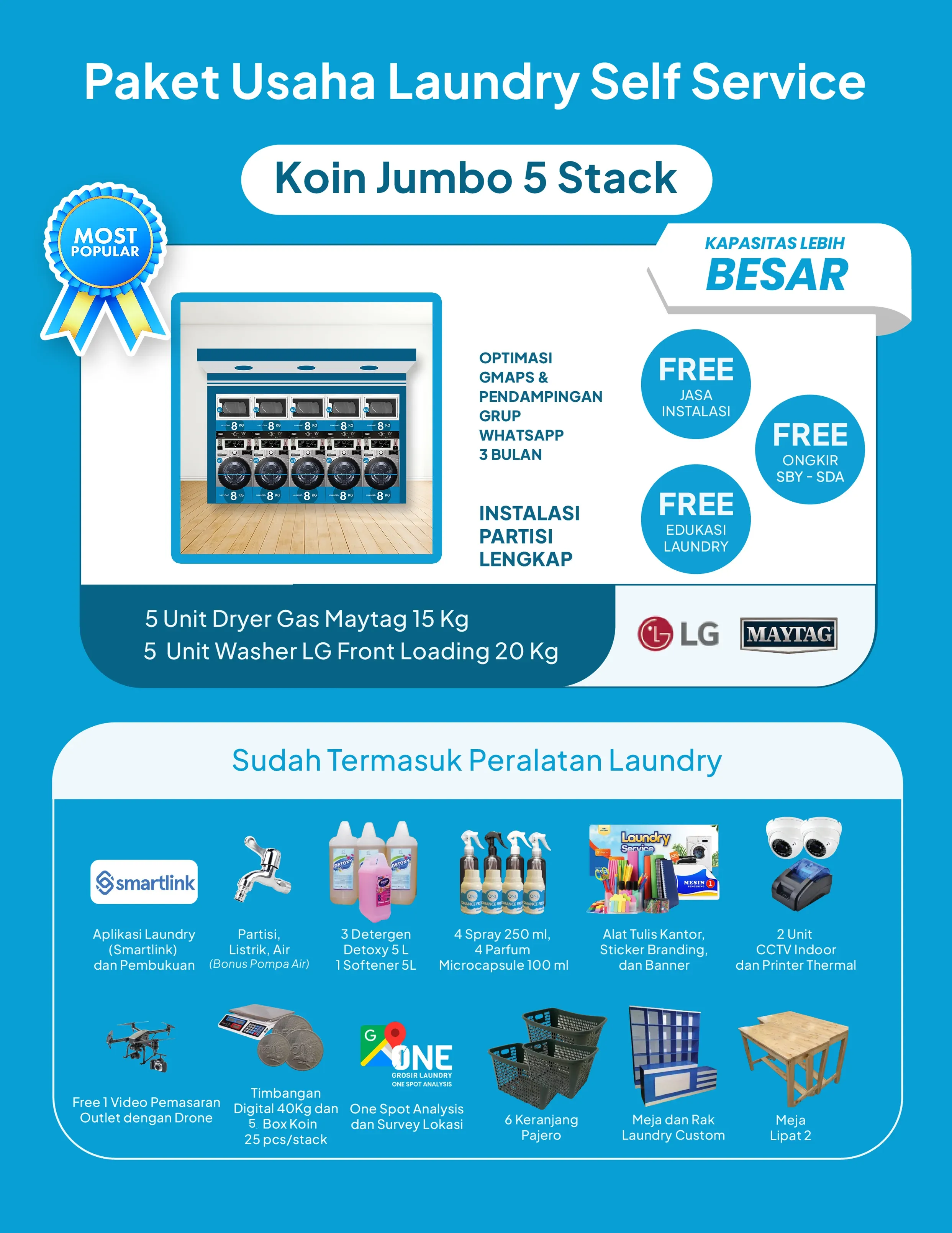 paket usaha laundry koin kapasitas besar